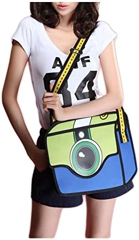 Ultra Fashion 3D Style 2D Drawing Cartoon Bag Comic 3D Messenger Bag (Camera Green)
