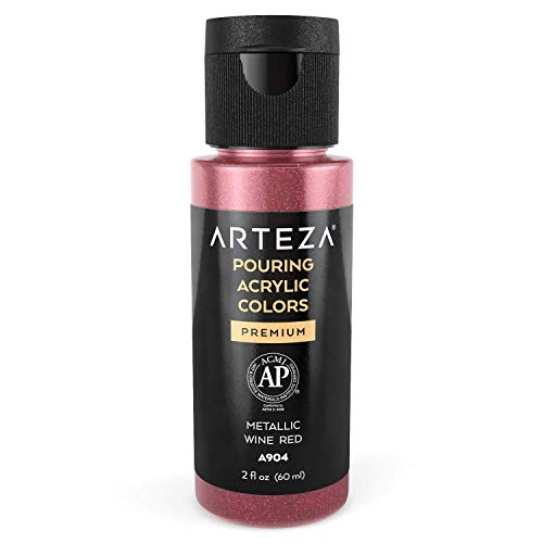 Arteza Acrylic Pouring Paint, 2oz (60 ml), Metallic Wine Red High Flow