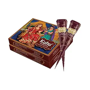 Kuhu hand Designing | Without Chemical | Long Lasting | for Men Women | of 12 Pieces | Natural Mehandi cone - 350gm (Pack of 2, Brown)