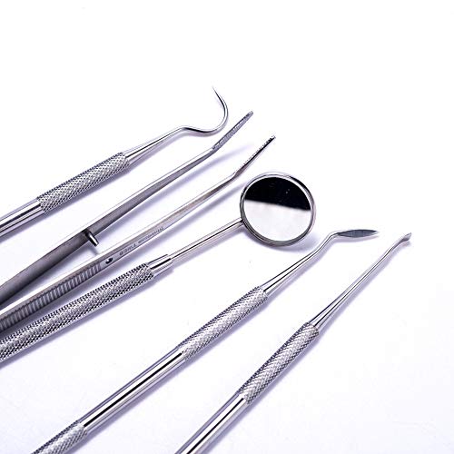 Easyinsmile Dental Inspection Tool Kit Oral Mirror Probe Tweezers Tooth Pick Set Kit Teeth Tartar Remover Clean Hygiene Tools (5 Pcs/Kit) - Thumbnail 5