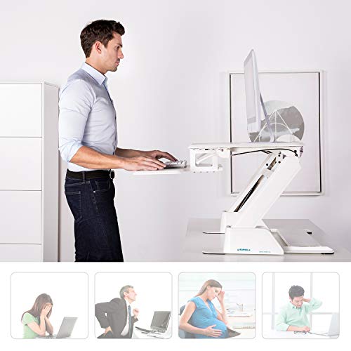 Eureka Ergonomic Height-Adjustable Sit-Stand Desk Top, 36-Inch Wide, No Assembly Required, SGS Top Rated, White