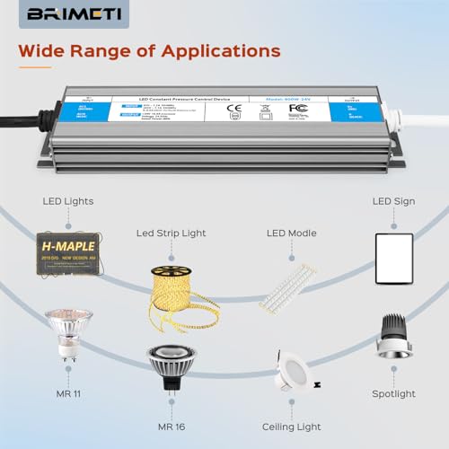 BRIMETI Transformer 220 V 24 V Power Supply Power Supply 200 W DC LED Driver Continuous IP67 Transformer Waterproof Outdoor Adapter 8.3 A Transfo Controller 220 V AC to 24 V DC for LED Strip