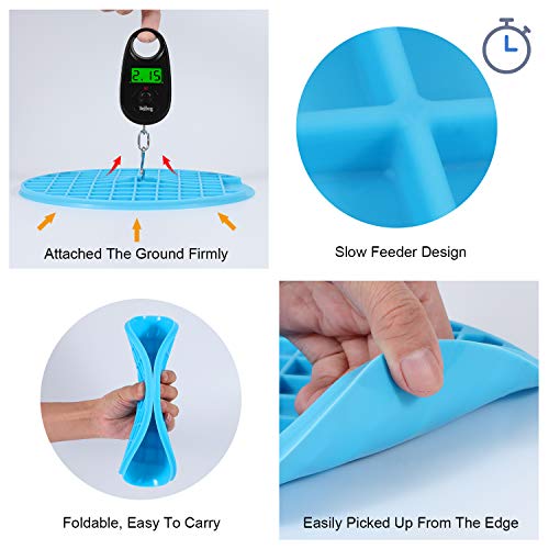 WERFORU Buddy Treat Mat, Dog Lick Pad With Suction, Slow Feeder Lick Mat, Promote Health/Fun Feeder Licking Mat For Pet Training and Grooming 2 Pack (Blue & Green)
