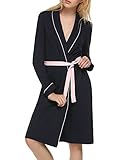 Ekouaer Women's Cotton Bathrobe Lightweight Long Sleeve Spa Bath Robe