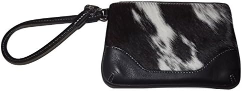 Italia Leather Women's Cow Hair Credit Card Wristlet Wallet Black