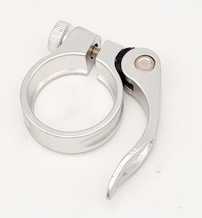 Aluminium bicycle seat clamp complete with quick release saddle clamp 34.9 mm CarbonEnmy, Silber