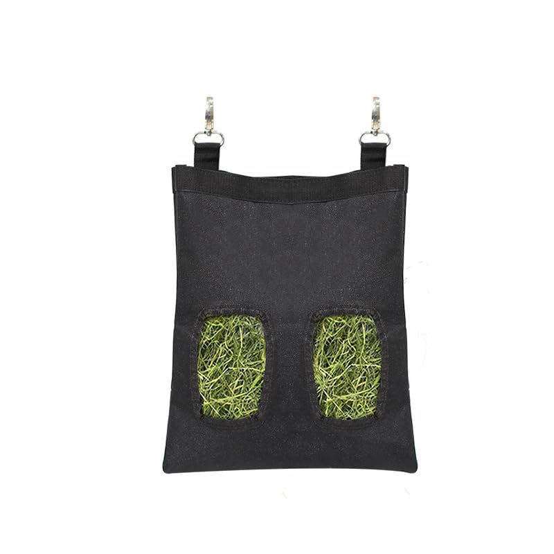 Rabbit Hay Feeder Bag, Guinea Pig Hay Feeder Storage, Rabbit Hay Bag, Guinea Pig Hay Feeder, Large Capacity 600D Oxford Cloth Fabric Hanging Hay Feeder Bag for Small Animals (2 Holes)