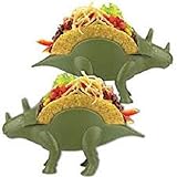 2-Pack Triceratops Taco Holder, Dinosaur Statue Taco Stands Shell Holder, Tricerataco Taco Holder, Dinosaur Taco Holder for Kids Hard Taco Holders for Taco Tuesday Birthday Party & Dino Taco Party