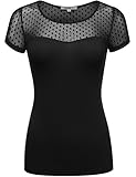 THENEWNEW Womens Mesh Polka Dot Detail Short Sleeve T-Shirt (S-3XL)