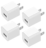 USB Wall Charger, Certified AC USB 5W 1A Mini Universal Portable Travel Power Adapter High Speed 1.0A Output for iPhone iPad Samsung HTC LG iPod Nokia (4 Pack White)