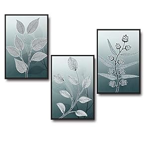 3 Piece Framed Canvas Wall Art for Living Room, Bedroom Leaf Theme Canvas Prints for Home Decoration Ready to Hang - 16"x24"x3 Panels