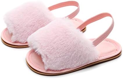 kids faux fur slides
