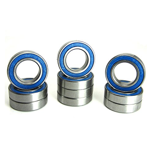 12x21x5mm Precision Ball Bearings ABEC 3 Blue Rubber Seals (10)