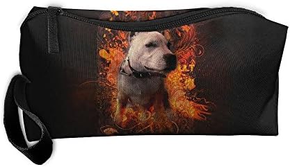Portable Pencil Bag Purse Pouch Pit Bull Fire Stationery Storage Organizer Cosmetic Holder