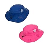 Sun Protection Zone Kids UPF 50+ Safari Sun Hat, Uv Sun Protective, Velcro Straps - Blue & Pink Set