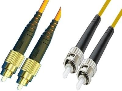 FC/UPC to ST/UPC duplex single-mode 9/125 fiber patch cord, 1m length