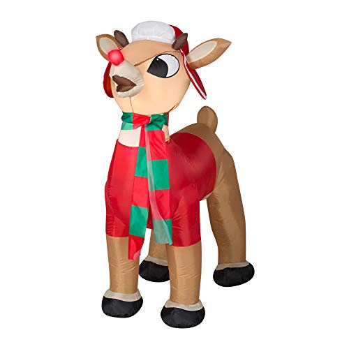 Gemmy 39919 3.5 Foot Inflatable Rudolph with Winter Clothes, Brown