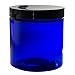 8 oz Cobalt Blue PET Plastic Jar with Black Smooth Lids (8 pack)