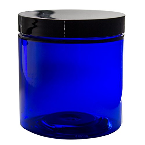 Cobalt Blue 8 oz PET (BPA Free) Plastic Jar (6 pack) + Labels