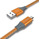 IMKEY Premium 10 Feet Tangle-Free Braided Micro USB 2.0 Sync Data Fast Charging Cable For Samsung Galaxy S7/ S6 / Edge, S4/ S3/ Note 5 / 4 / 2,Google Nexus,LG,Nokia,Blackberry And More - (Orange)