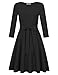 MISSKY Women's Round Neck Long Sleeve Fit and Flare Casual Business Swing Cocktail Autumn Dress with Belt Black S