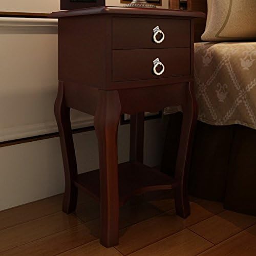 Nightstand Traditional Style (Frame Material: Wood, Number Drawers: 2, Wood Species: Pine; MDF) (Brown)