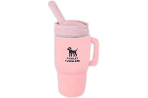 PAWLEY TUMBLER Stanley Cup-Inspired Crinkle & Squeak Dog Toy - Soft Plush for Medium & Large Dogs, Durable Play & Snuggle Toy (Pink)