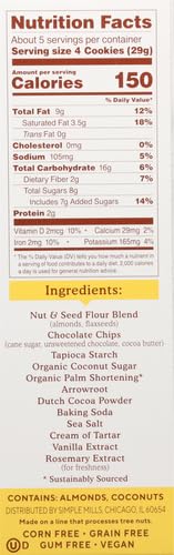 SIMPLE MILLS ALMOND FLOUR DOUBLE CHOCOLATE CHIP COOKIES, GLUTEN FREE AND DELICIOUS CRUNCHY COOKIES, ORGANIC COCONUT OIL, GOOD FOR SNACKS (PACKAGING MAY VARY)