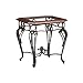 SEI Furniture Prentice Glass Top End Side Table, Dark Cherry/Black