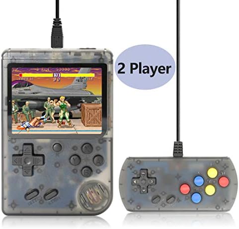 Augstar Retro Handheld Game Console, FC System Plus Extra Joystick Portable Mini Controller 3 Inch Support TV 2 Player 168 Classic Game Console,Present for Boy Kids Adult - (Transparent Black)
