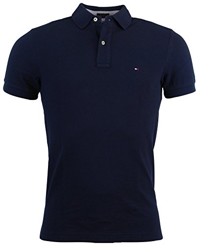 Tommy Hilfiger Mens Custom Fit Solid Color Polo Shirt - XL - Navy