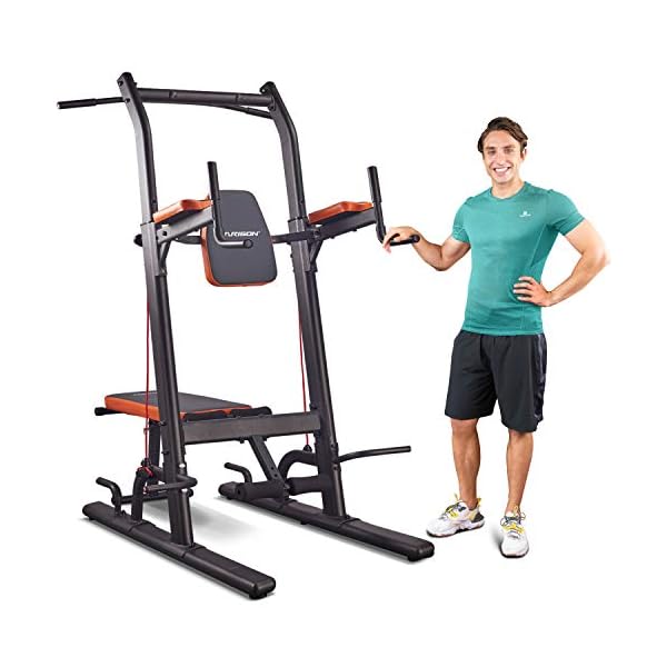 HARISON Multifunction Power Tower with Bench Pull Up Bar Dip Station for Home Gym Workout Strength Training Fitness Equipment