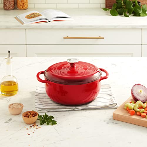 Lodge EC4D43 Enameled Cast Iron Dutch Oven, 4.6Quart, Island Spice Red