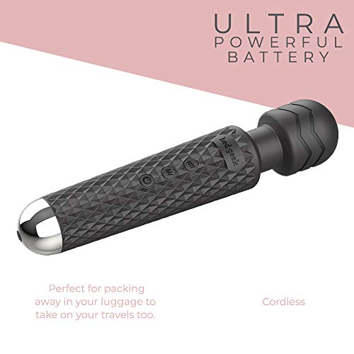 Wireless Full Body Wand Massager bed geek Handheld Waterproof Massager 20 Vibration Patterns 8 Speeds for Stress Relief in Black