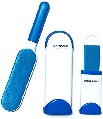 WhizCave Fur Wizard Pet Fur &amp; Lint Remover with Self Cleaning Base Double Sided Brush, Removes Dog &amp; Cat Hair from Clothes, Furniture, Reusable- No refills, no waste, Travel-size included!