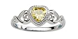 Sterling Silver November CZ Simulated Birthstone Baby Ring with Heart