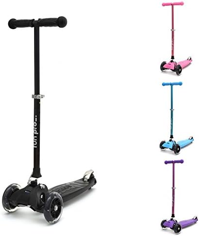 fun pro - Kick Scooter 3 Wheels for Toddlers and Kids - Light Up Three-Wheeled Foldable Micro Scooter for Girls & Boys w/ Bright Light LED Wheels | Best for Children from 2 to 7 Year Old