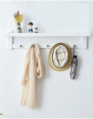 Qiangzi Storage Shelf Wall Mounted Black Kitchen Bedroom Coat Hook Rack Fully Assembled (80cm 5 Hooks) (Color : White)