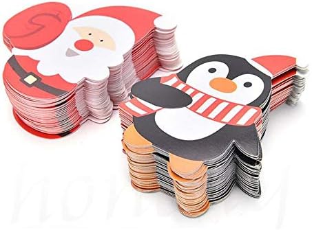 100pcs Cute Santa Claus Penguin Lollipop Paper Decorate Cards, Lolly Chocolate Cake Pops Christmas Gift Package Decor, Suit for Party Sweets Display