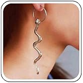Yheakne Punk Snake Drop Dangle Earrings Gold Serpent Dangle Hoop Earings Gothic Long Serpent Earrings Animal Snake Earrings Jewelry for Women (Gold)