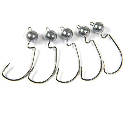 FISHIN ADDICT Offset jig heads hooks 3g 5g 7g weedless for soft lures PACK OF 5 (7.0)