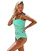 GRAPENT Women Teal Lace Crochet Halter Strap One-Piece Bathing Suit Swimsuit Swimwear US 6