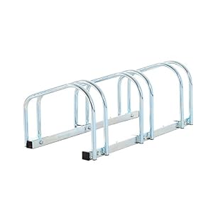HOMCOM Bike Stand Parking Rack Floor or Wall Mount Bicycle Cycle Storage Locking Stand 76L x 33W x 27H (3 Racks, Silver)