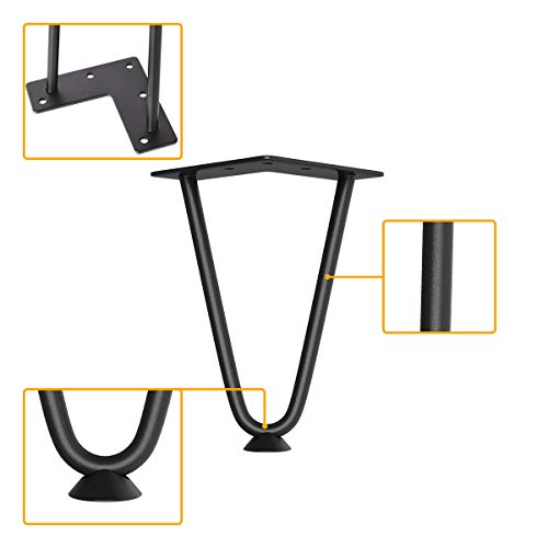Genius Iron 6" Furniture Hairpin Legs, 3/8" Thick Set of 4, for TV Stand,Sofa Cabinet,Night Stands,etc