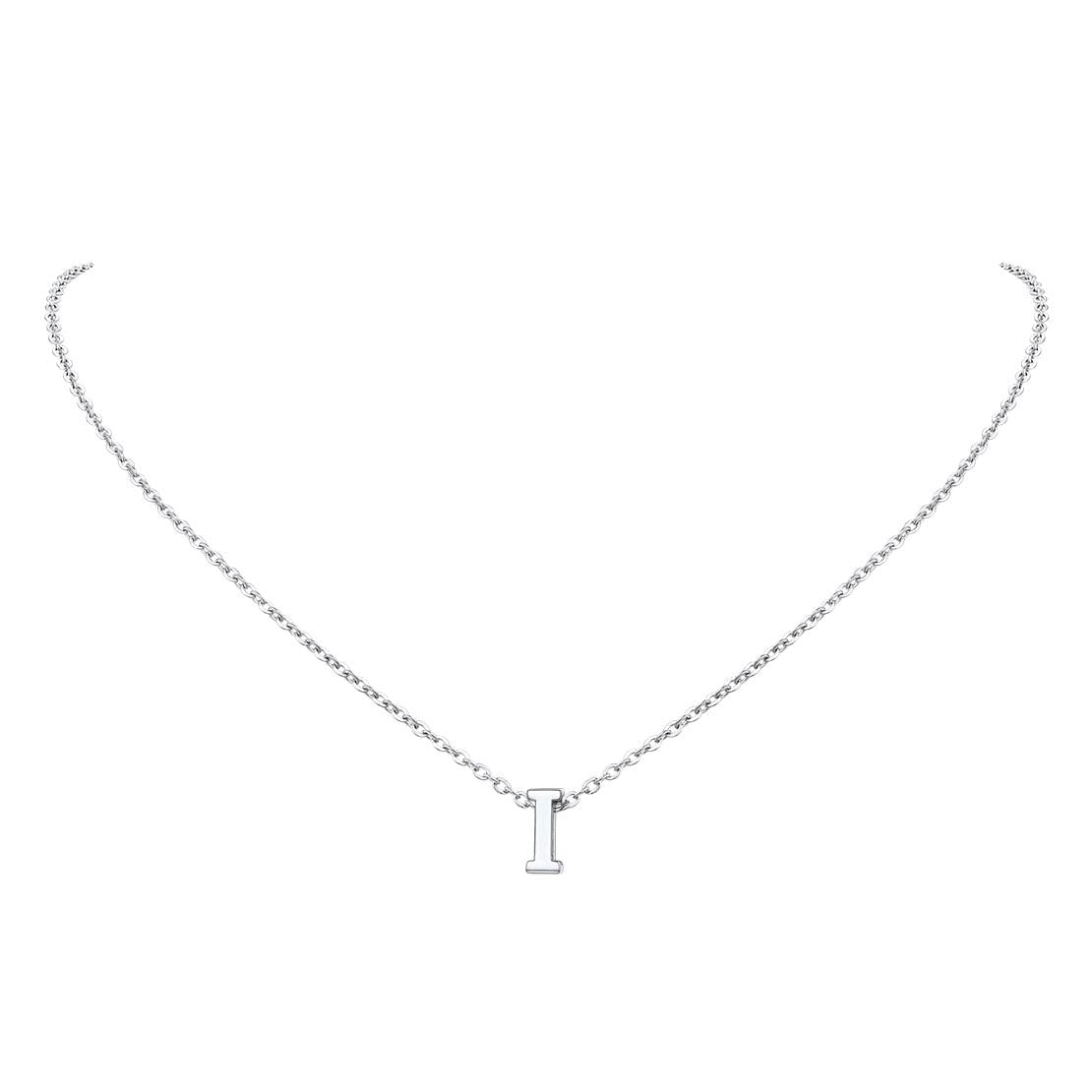 FindChic Monogram Necklaces for Women Tiny Initial Necklace Silver Letter I Necklace