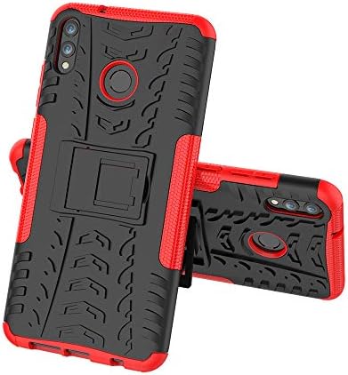FUNCASE Case for Samsung Galaxy M30,Shockproof Dual Layer Rugged Hybrid Bumper Protection Case With Kickstand [Tire Texture] for Samsung Galaxy M30,Red