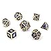 DnDnD Heavy Polyhedral Metal Dice Set with Metal Box, 7-die Shiny Blue Surface with Golden Number for RPG,Dungeons and Dragons,Pathfinder,Shadowrun,D&D,Role Palying Game and Math Teaching