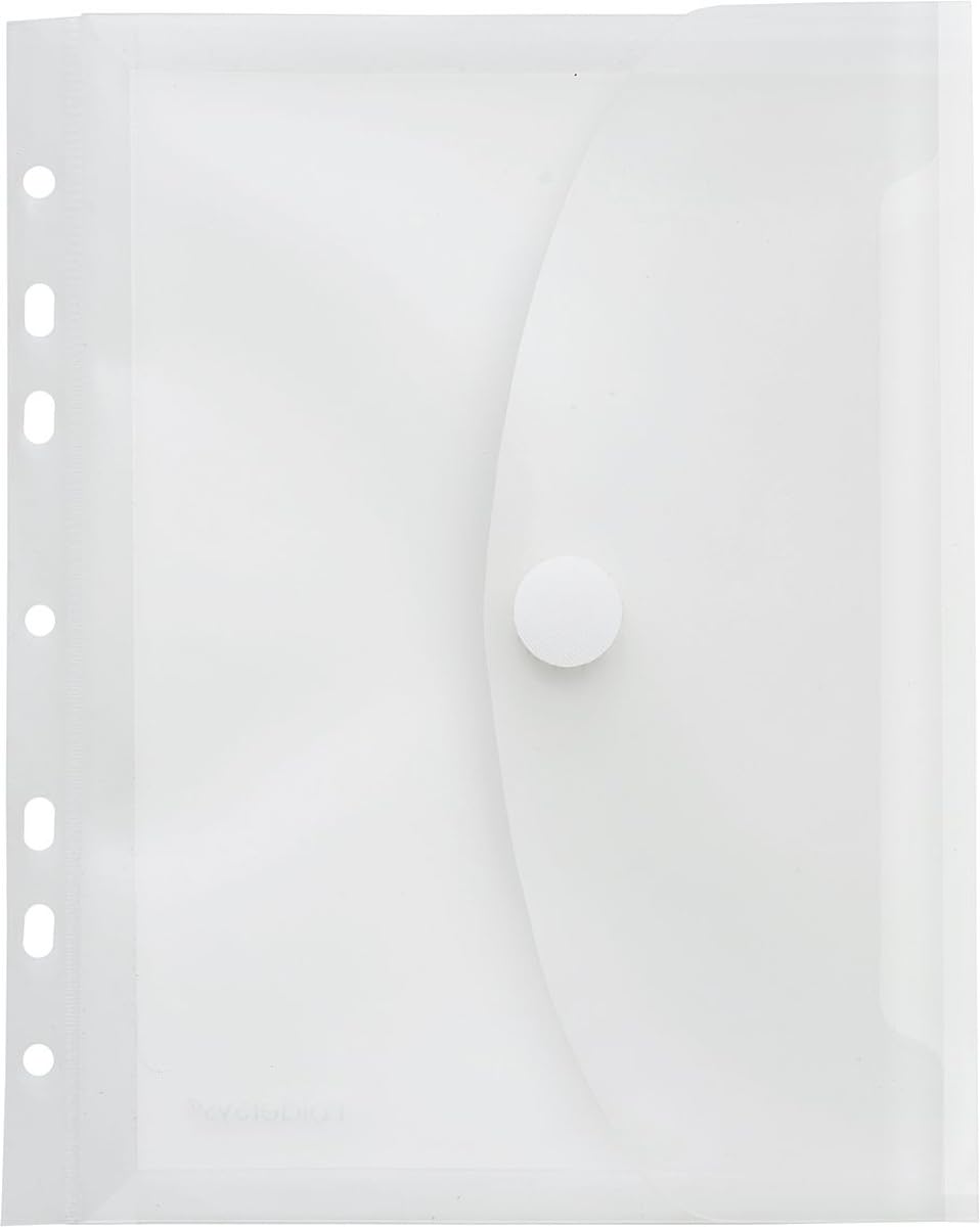 FolderSys Document Wallets Pack of 10 A5 Polypropylene 20 mm Fold with Filing Holes and Velcro Fastening Transparent