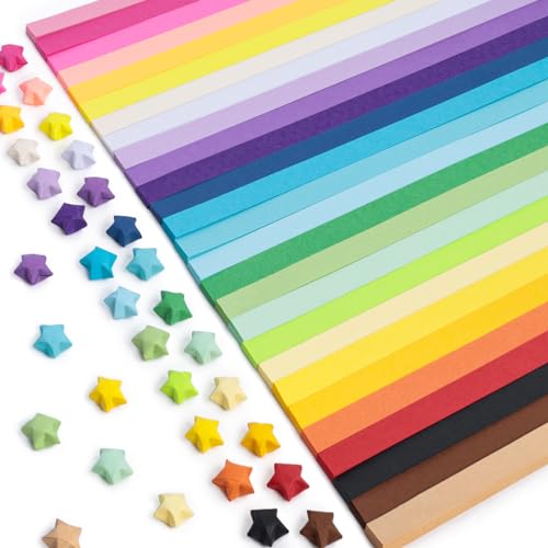 Koogel 1030 Sheets Origami Star Strips, 27 Colors Lucky Star Paper Double Sided Origami Paper Star Paper Strip for DIY Crafts Art School Supply