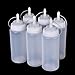 Plastic Translucent White Squeeze Condiment Bottles with Tip Cap,16 Oz,Set of 6Pcs